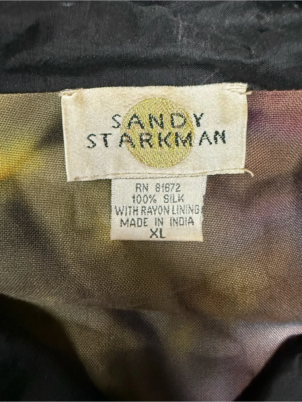 Sandy Starkman Silk Embroidered Black Jacket with Vibrant Orange Panels XL - Picture 8 of 8